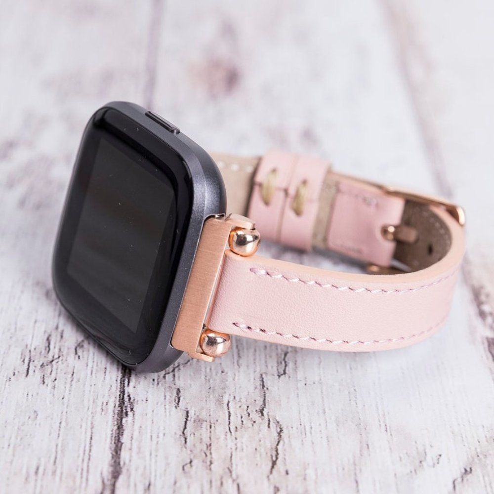 Fitbit Versa 1, 2, 3 & Sense Leather Band Pink